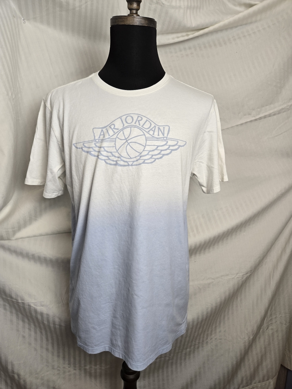 Jordan Men’s White to Light Blue Ombre Logo T-Shirt.  TM